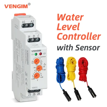 VENGIM liquid level control relay electronic automatic water level controller switch with sensor 220v water pump controller