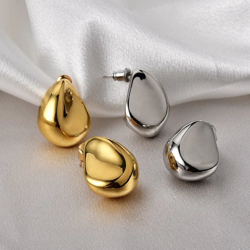Senior design sense 18K gold water drop metal stud earrings INS fashion personality geometric earrings ear jewelry wholesale