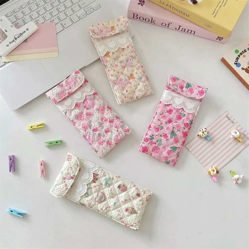 

Korean Style Cotton Glasses Storage Bag Sweet Multi-Functional Lipstick Bag Lace Heart Sunglasses Pouch Lovely Eyeglasses Case