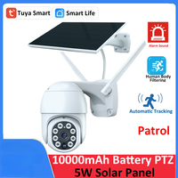 Tuya Smart 3MP Patrol Human Body Filtering 5W Solar 10000mAh Battery Wireless PTZ Outdoor WiFi PIR CCTV Auto Tracking Camera