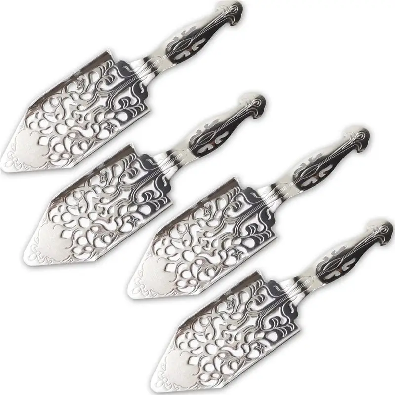 A75K 4PCS Stainless Steel Absinthe Spoons Vintage Cocktail Bar Glass Cup Drinking Filter Hollowed Out Absinthe Spoon