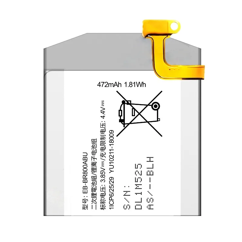 EB-BR800ABU Battery For Samsung Galaxy Watch 46mm SM-R800 SM-R805 SM-R810 Watch Batteries 472mAh 1.81Wh