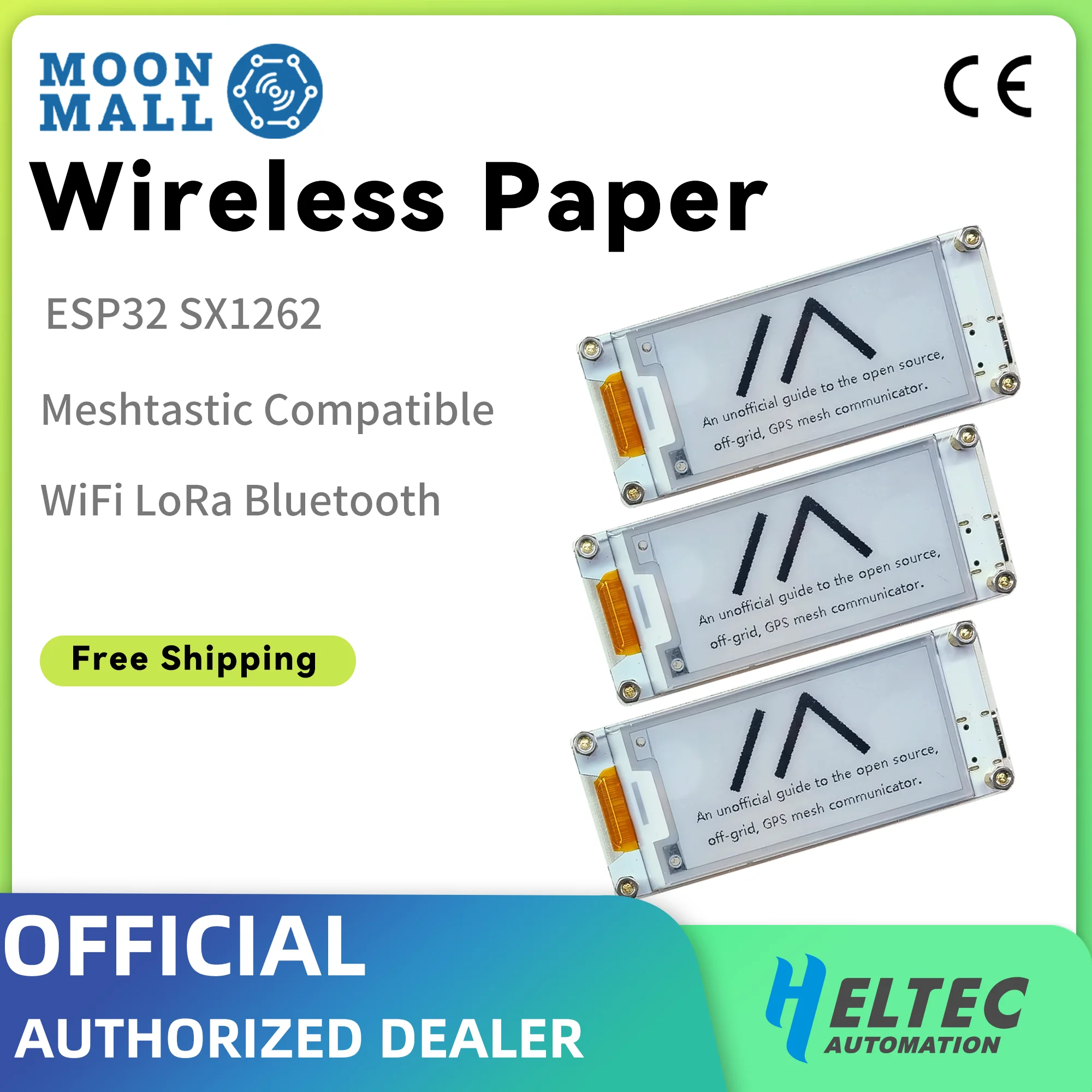 

Heltec Meshtastic LoRa Smart Price Tag E-Ink Display with ESP32 SX1262 LoRa Black and White 2.13-Inch 863~928MHz BLE Wi-Fi 3Pcs