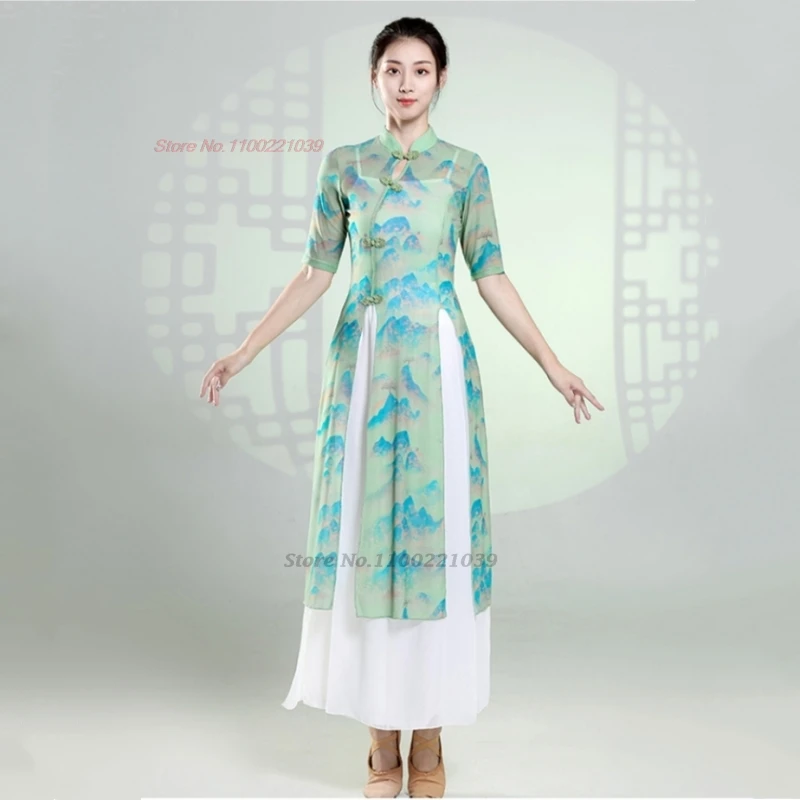 2025-costume-de-danse-vintage-chinois-fleur-imprime-maille-qipao-hauts-pantalons-performance-sur-scene-traditionnelle-pratique-danse-qipao-robe