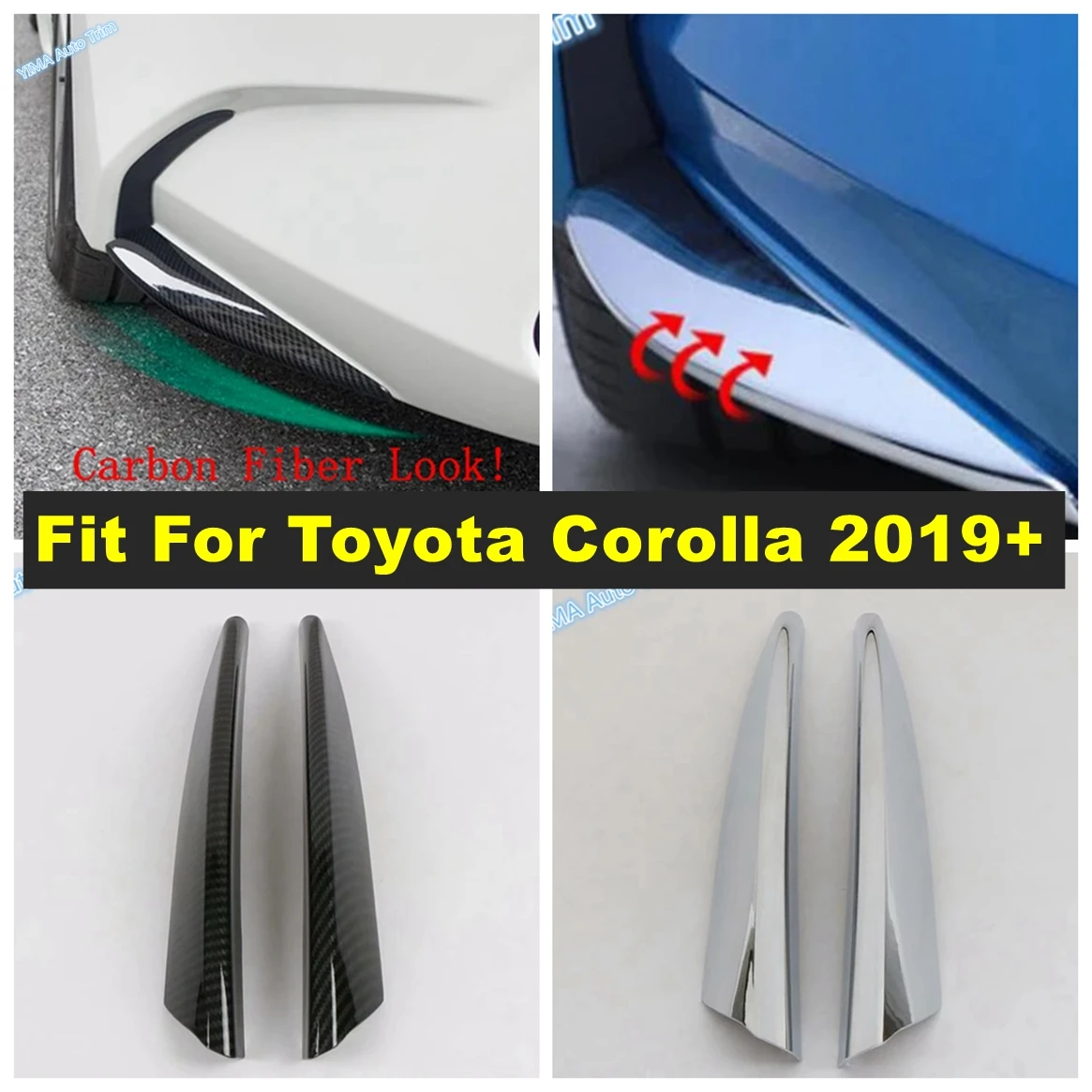 

Chrome / Carbon Fiber Auto Front Fog Lights Lamp Bumper Cover Trim Molding Stripes For Toyota Corolla 2019 - 2022 Accessories