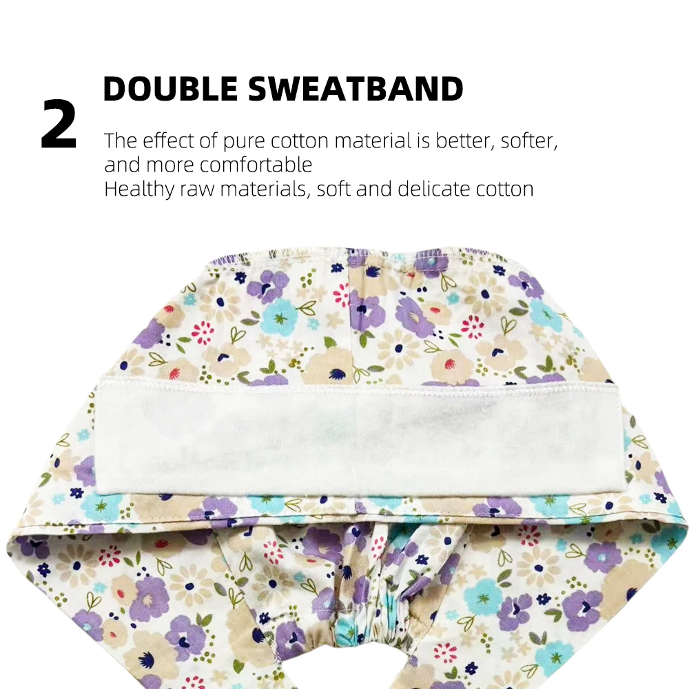 Bear Printed Headwear Pet Shop Chef Dental Sweatband Scrub Cap Breathable Cotton Nurse Doctors Work Headband Surgical cap
