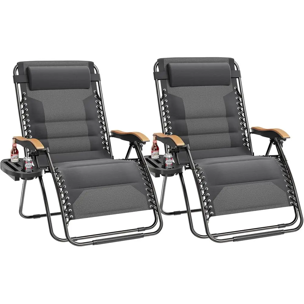 Padded Zero Gravity Chair Set of 2, Foldable Patio Recliner, 30