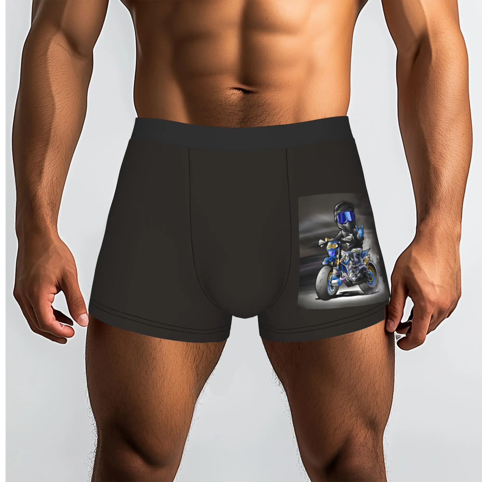 Customized Funny Extreme Sport Mobile Bike Boxers Shorts Panties Men's Comfortable Cartoon Motorcycle Pattern Briefs Underwear