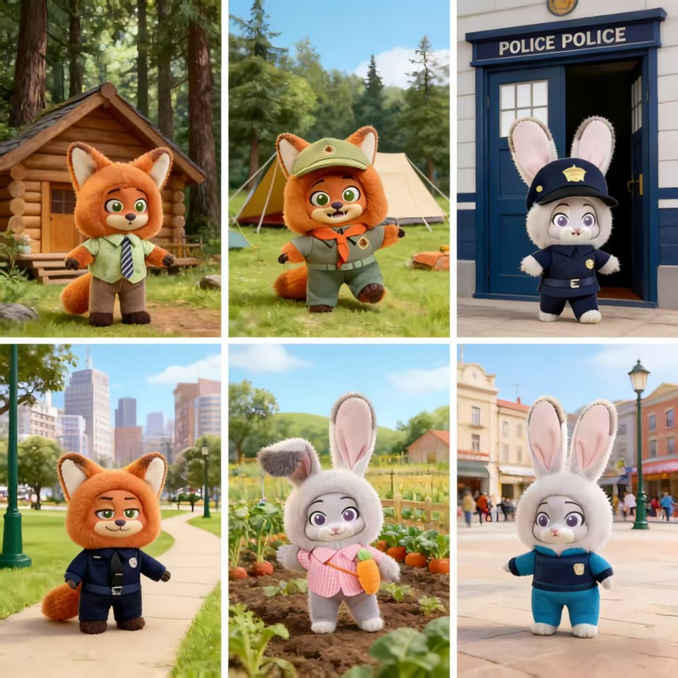  New style Disney Zootopia Nick & Judy Growth Journey Series Vinyl Plush Blind Box Lovely Pendant Figure Dolls Mystery Box G 