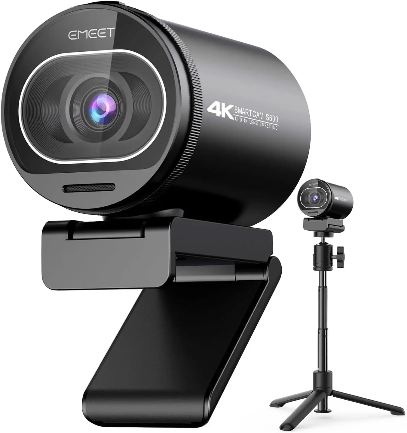 

4K Webcam with Tripod for Streaming - Sony Sensor, PDAF Autofocus, 1080P@60FPS, 2 Mics, Privacy Cover, 73° FOV