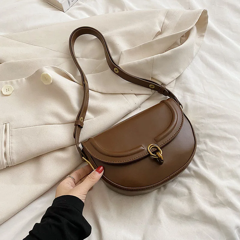 Saddle Small Crossbody Bags For Women 2024 Fashion Girl Underarm Shoulder Bags PU Leather Ladies Handbags And Purses