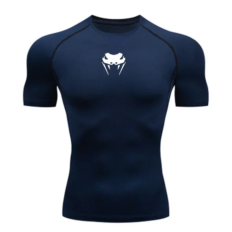 2024Men O-Neck Compression Shirt MMA Long or Short Sleeve T-shirt Men\'s Fitness Bodybuilding Clothes Rashguard Sports Top Tees