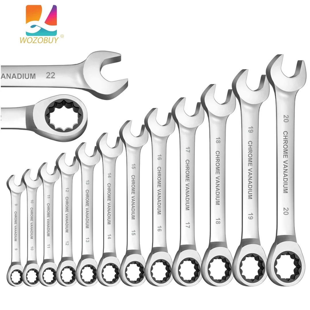 Fixed-Head Ratcheting Wrench Set,1Pcs Metric 6-30mm Chrome Vanadium Steel Universal Spanners for Car Repair Hand Tools