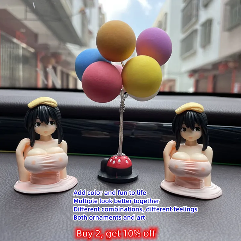 

Cute Kanako chest shaking girl car ornaments cartoon kawaii anime statue car dashboard sexy doll auto accessories