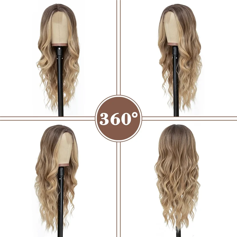 

Wavy Wig Mid Wavy Wig Head Cover Lace Long Curly Hair Suitable For Daily Party Use,26 Inch