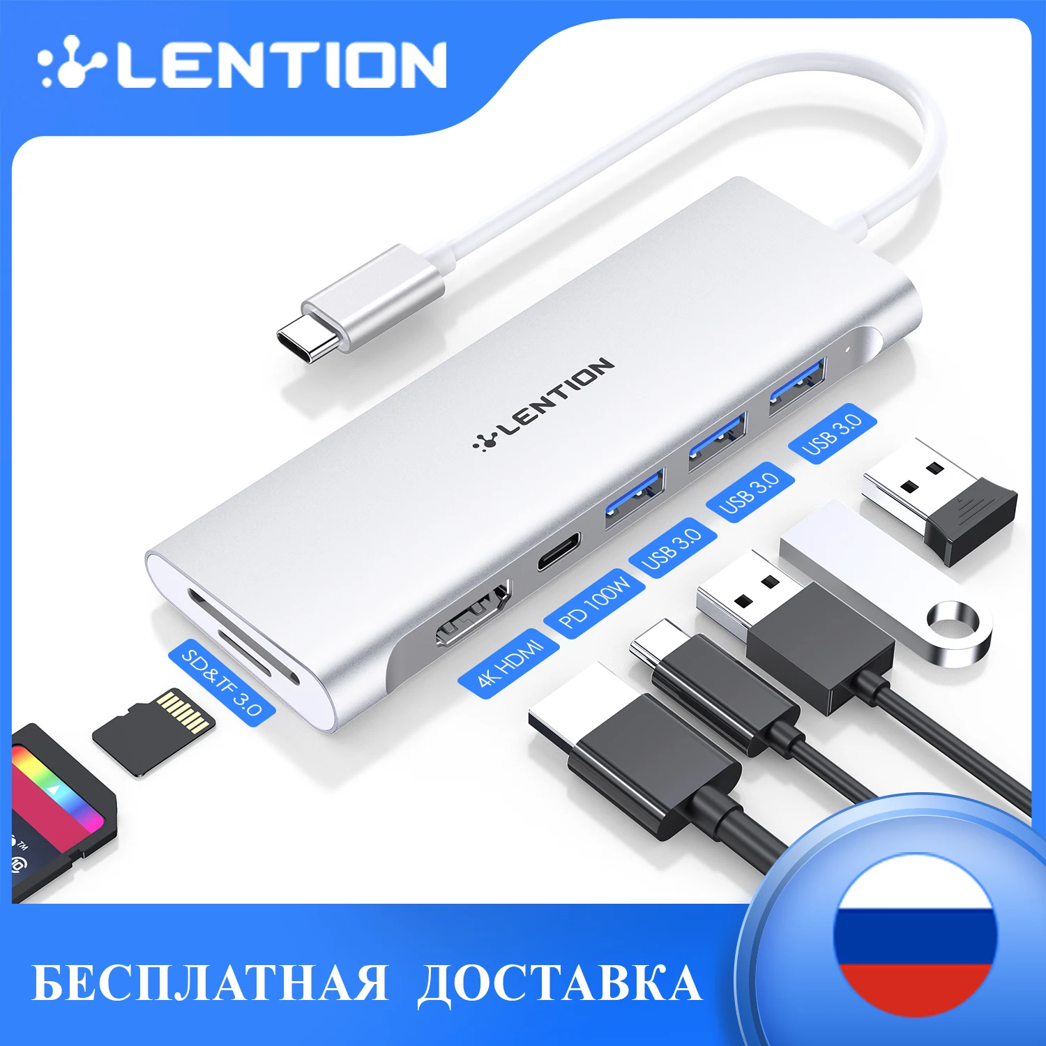 LENTION USB 3.0 Adapter 4K HDMI Docking Station For MacBook Pro 2022 2021 2020 Chromebook Mac Air SD Card Reader Usb c Hdmi dock