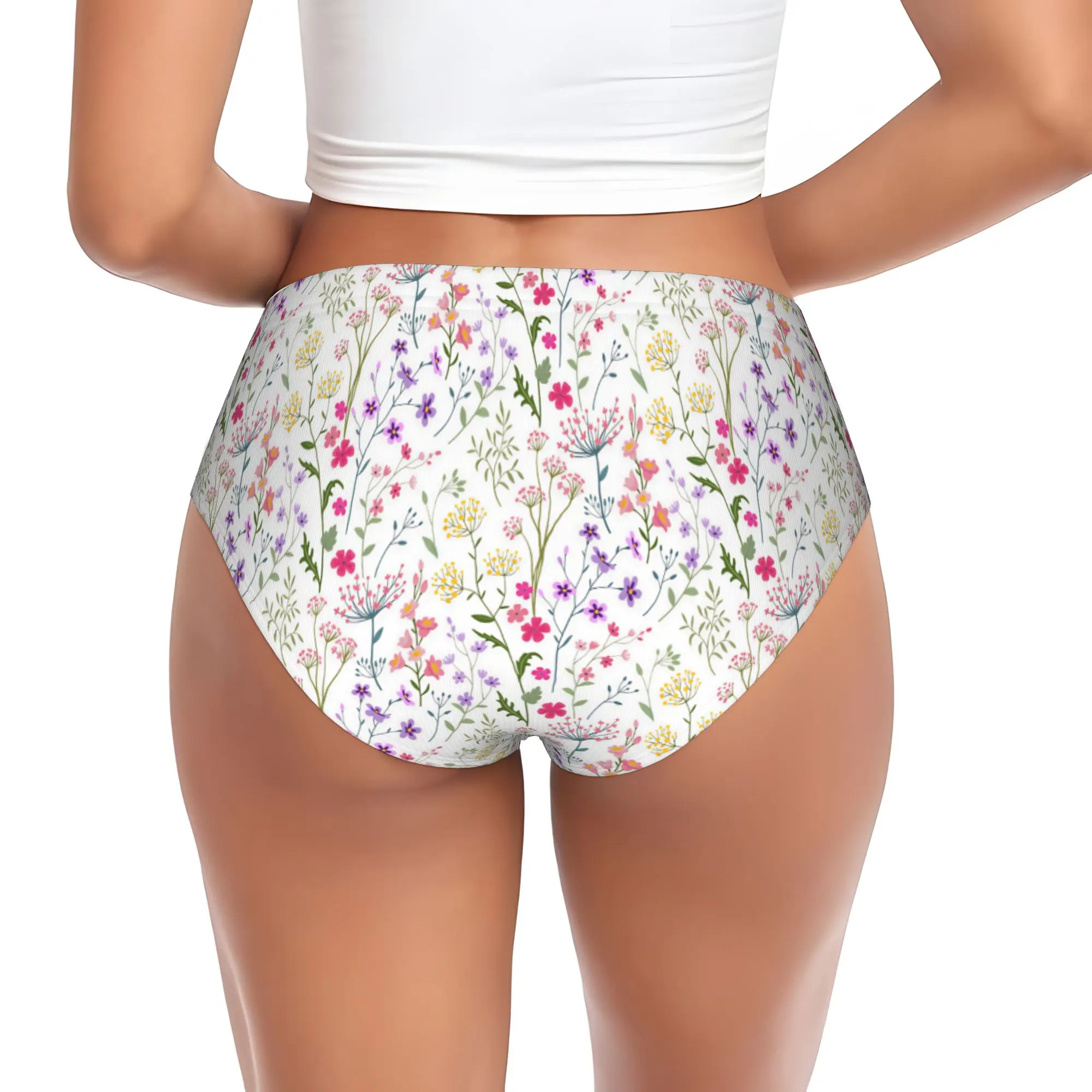Womens Forget Me Not Flowers Daisies Panties Stretch Delicate Colorful Wlowers Briefs Underwear