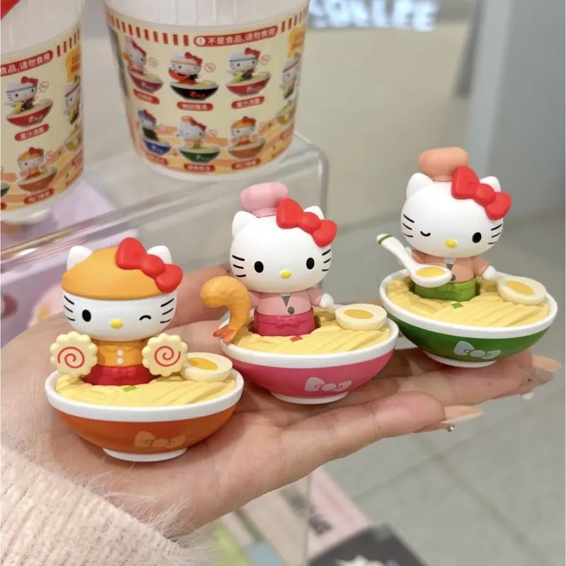 

Authentic Sanrio Hello Kitty Ramen Shop Blind Box Collectible Mini Figure Desktop Decor Peripheral For Girls Anime Fans Ornament