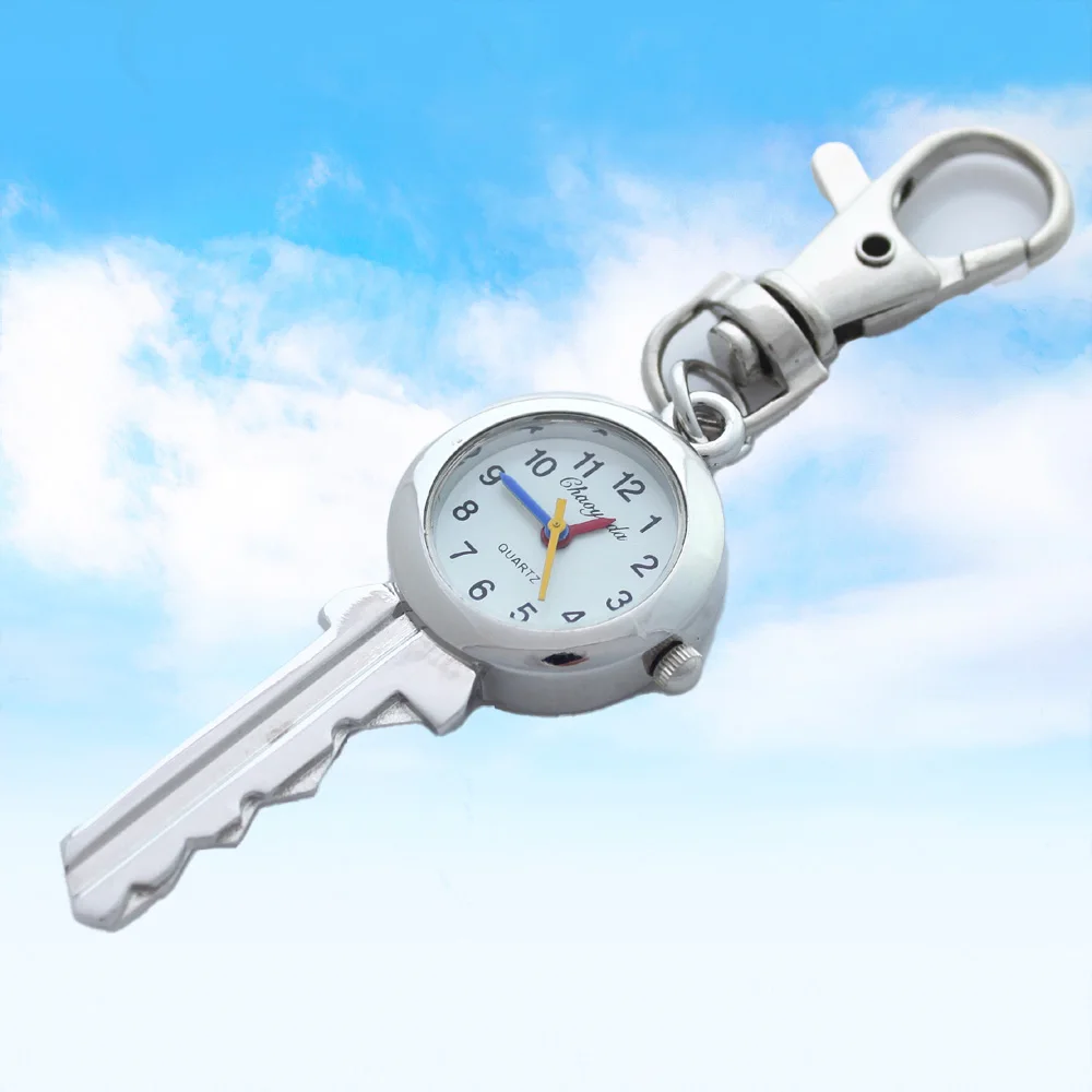 Customizable Engraved Quartz Watch Keychain Pendant Unique Fob Ring Clip