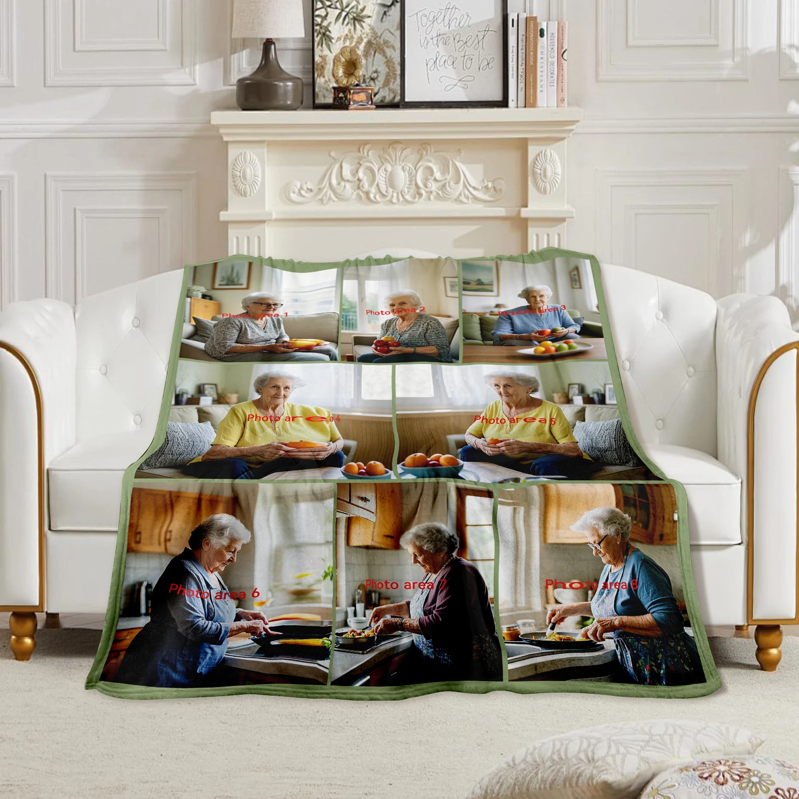 Customizable With 8 Photos Keepsake Blanket For Grandmother Add Special Photos Recall Happy Times