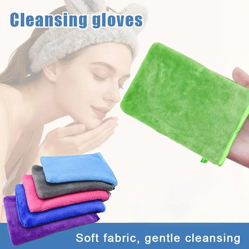 1 Pcs Colorful Makeup Remover Cleansing Gloves Reusable Soft Microfiber Face Care Towel Beauty Facial Cleansing Cloth Skin Care
