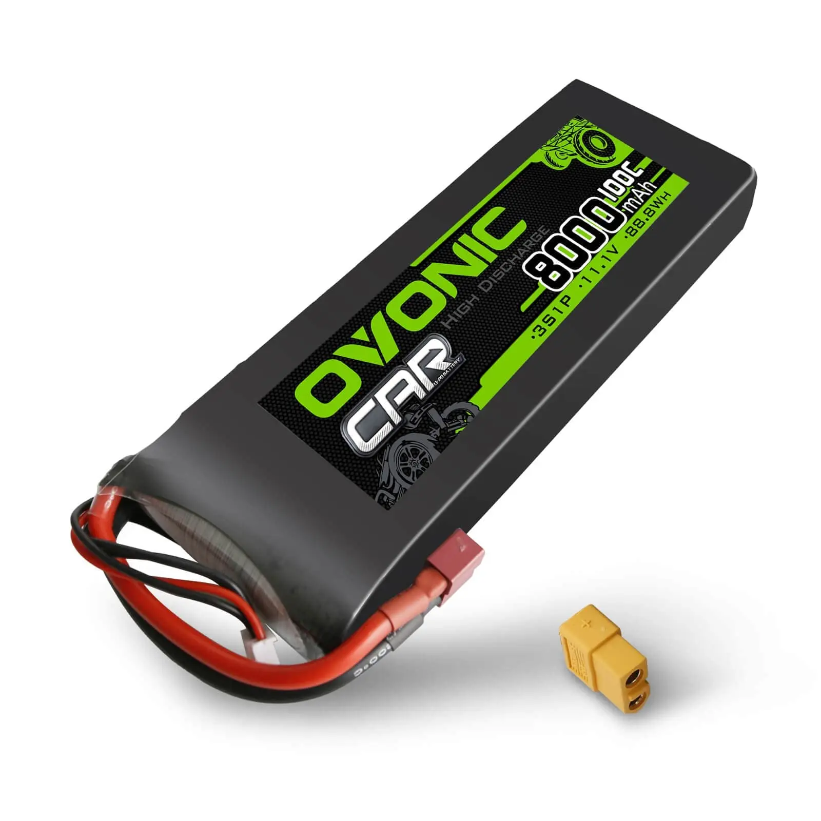 Batteria LiPo Ovonic 100C 11.1V 8000mAh 3S con connettori Deans(T) e XT60 per auto RC 1/8 e 1/10, Monster Truck, Short Course Truck e Buggy RC