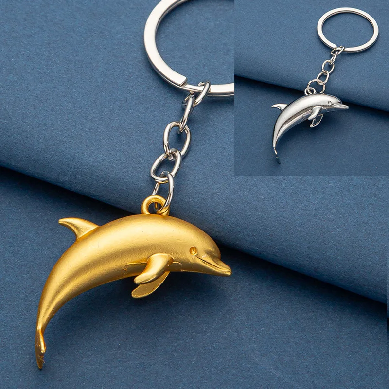 LLavero de delfín 3D de Metal, aleación de delfín, exquisito llavero de océano, colgante de coche para cumpleaños, pequeño regalo cruzado