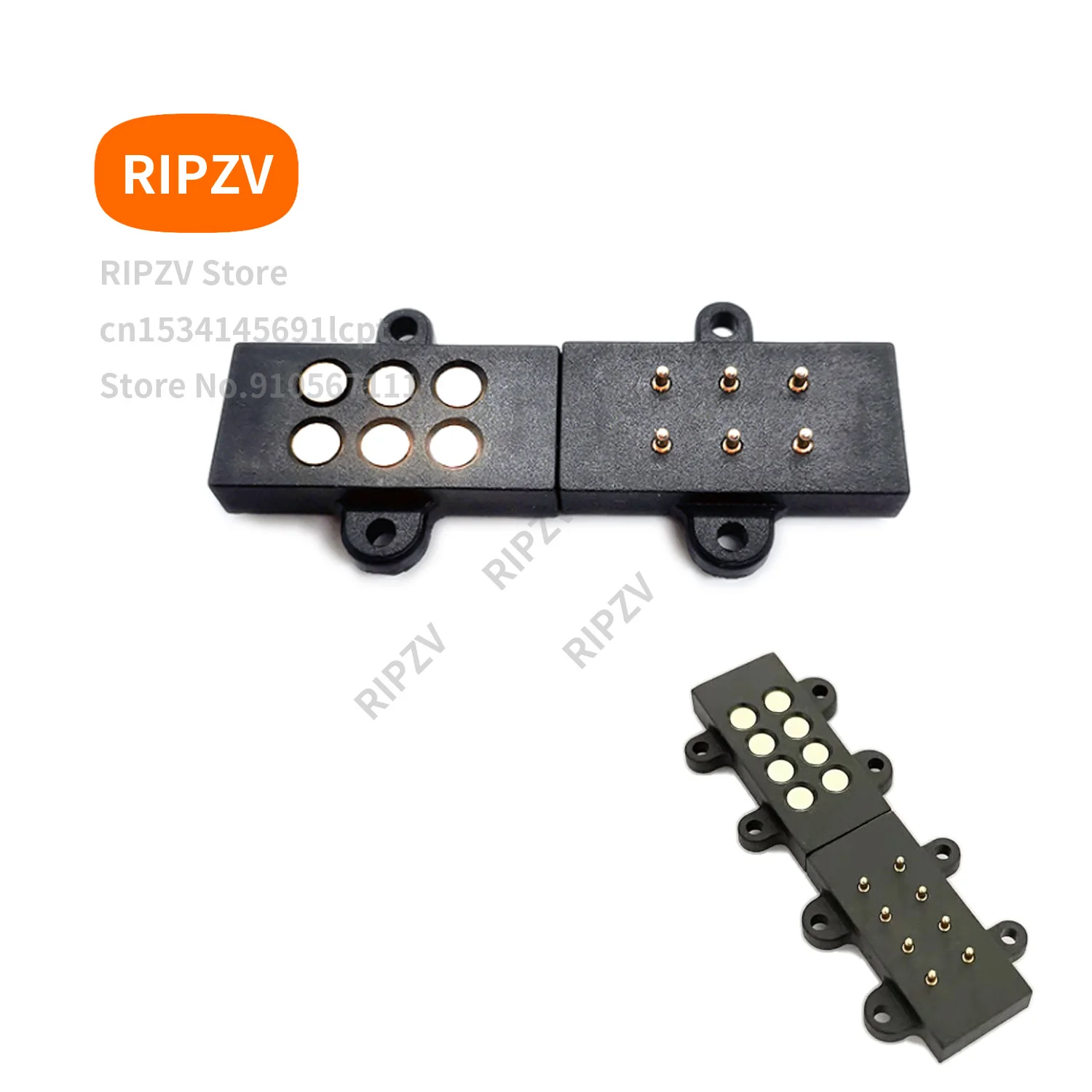 2sets 2A Magnetic 4pin/ 6pin/ 8pin  6mm pitch  spring loaded  battery connector Customized Pogo Pin Dip Type spring pogo pin