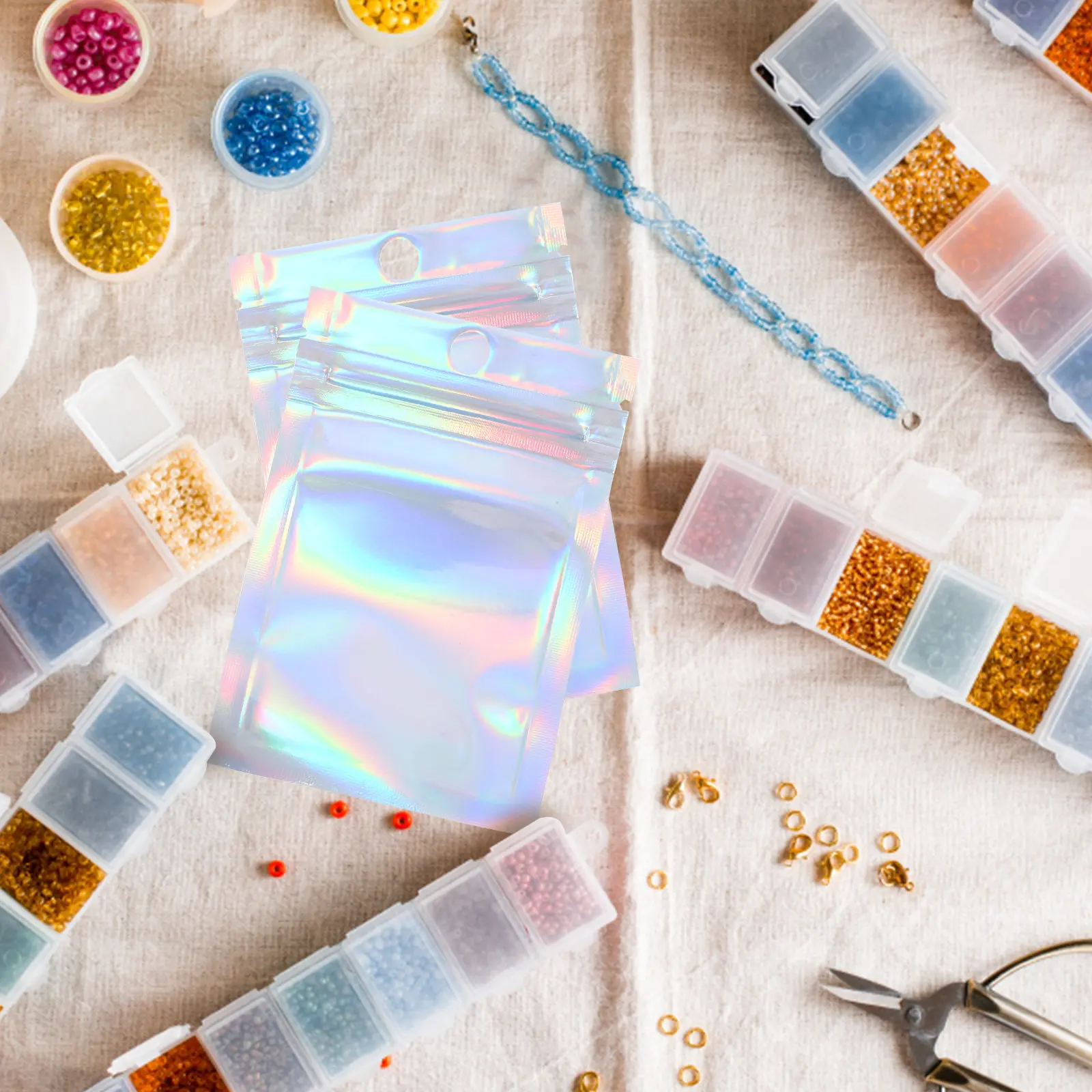 

100Pcs Shiny Jewelry Storage Bags Self-Locking Resealable Clear Bags for Small Items Necklace Bracelet Earring Packing Display