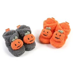 Chaussons Citrouille pour Nouveau-Né, Pantoufles Smile, Chaussures CPull Souples, Prewalkers, Halloween, 0-18M, 2023-08-09