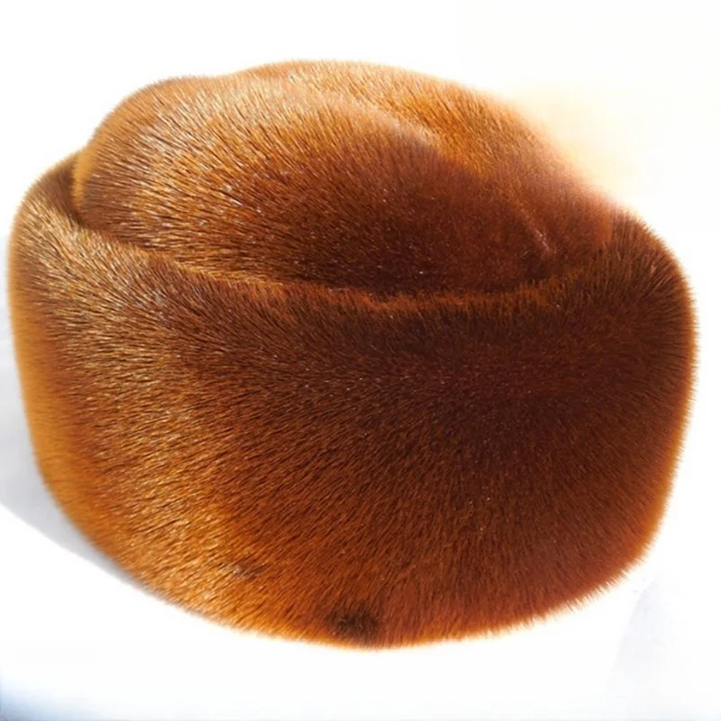 Leather men's vintage fur hat cotton for old man