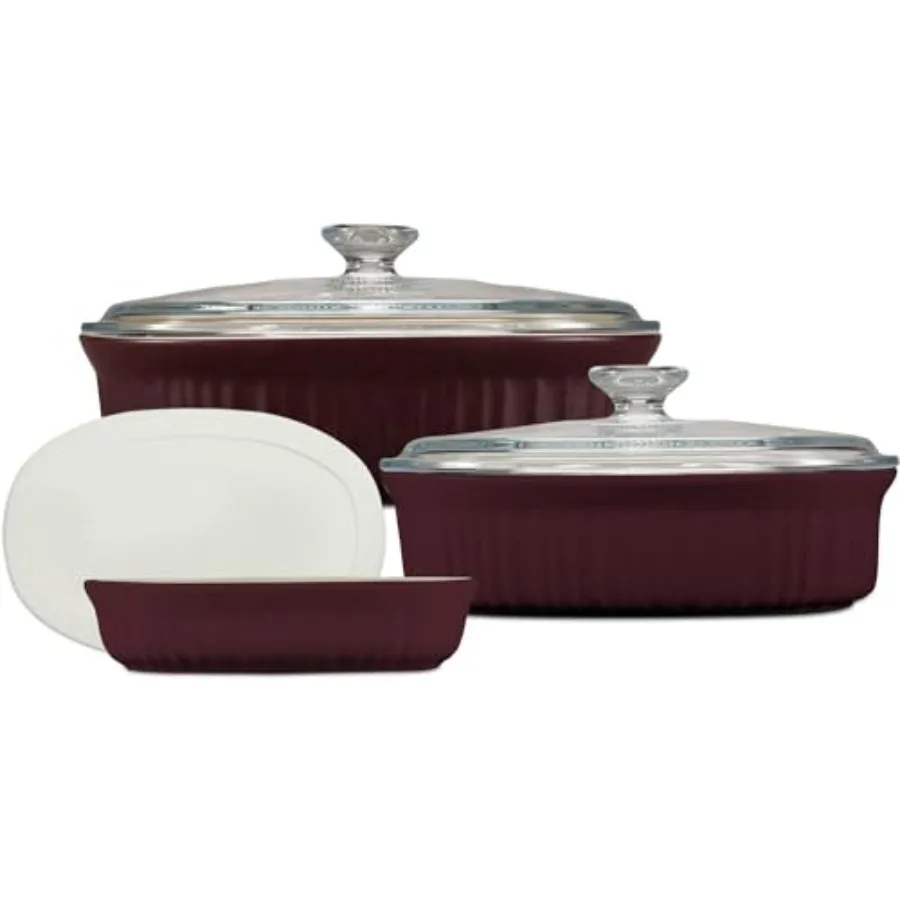 

Ceramic Bakare Set wi Lids Chip and Crk Resnt Stware BakinDish Miwave Dishwasher Oven Freezer and Fridge Safe 6-Piece French Ca