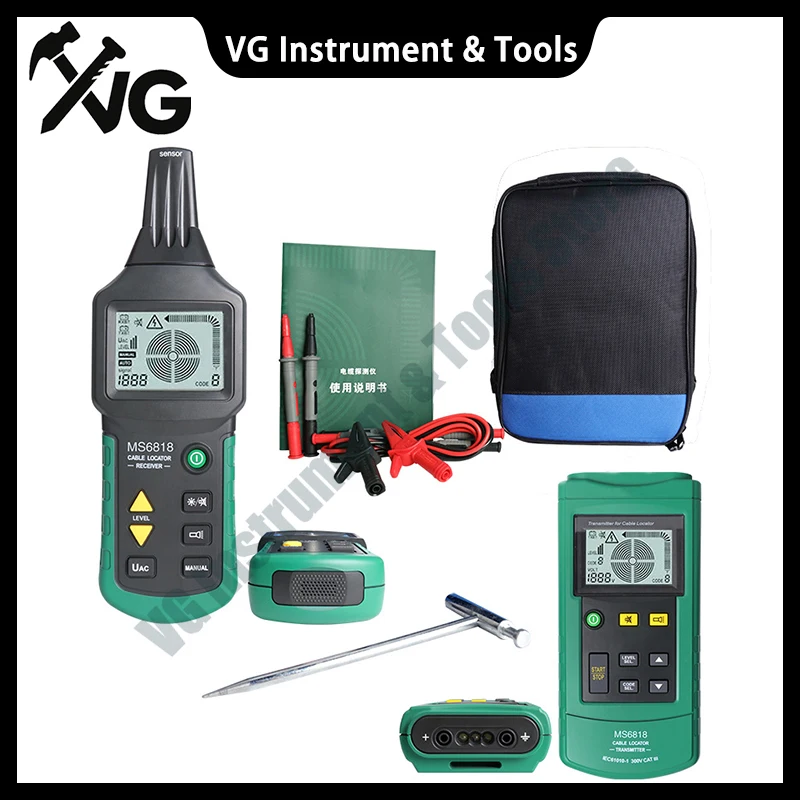 MS6818 Профессиональный кабельный тестер 30-400 В переменного/постоянного тока, локатор металлических труб, настенный подземный осмотр, обнаружение короткого замыкания
