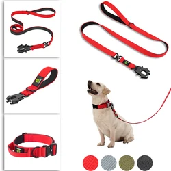 Quick Release Military Traffic Large Heavy Duty Nylon Walking Strong Dog Padded Handle Tactical Training Lead Leash Collar Set