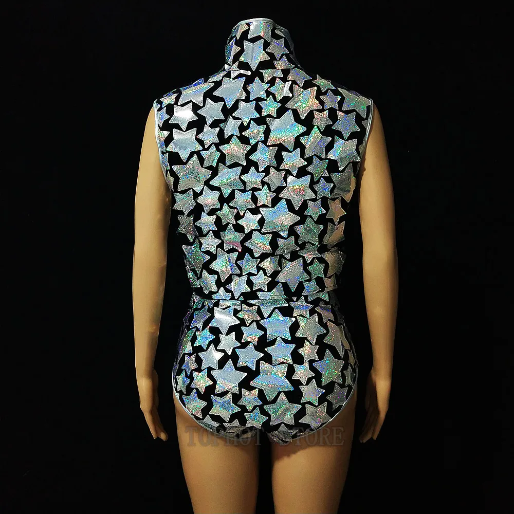 Equipo de espejo láser plateado para mujer, traje de baile de Jazz, chaleco, Bikini, conjunto de 3 piezas, Bar, club nocturno, DJ, cantante, bailarina, ropa de actuación en escenario