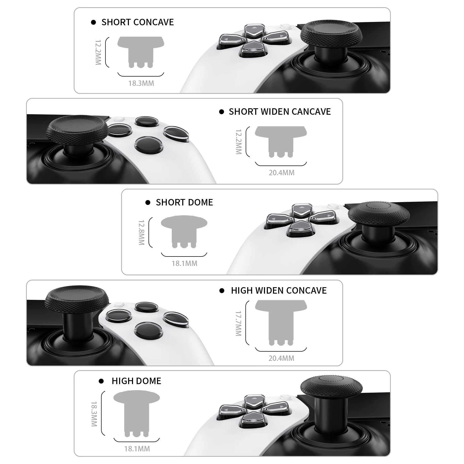 Wymienne drążki eXtremeRate ThumbsGear do kontrolera PS5 Edge - czarne — zdjęcie produktu 4