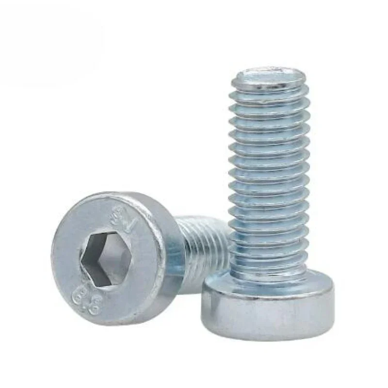 10-100pcs M4 M5 M6 M8 M10 M12 8.8 Grade Steel Galvanized Allen Hexagon Socket Thin Low Short Profile Cap Head Screw Bolt DIN7984