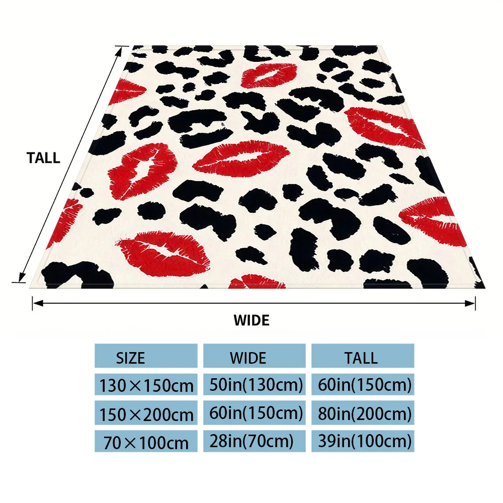 Lips Leopard Sofa Specific Soft Flannel Blanket, Universal Plush Gift Blanket For All Seasons