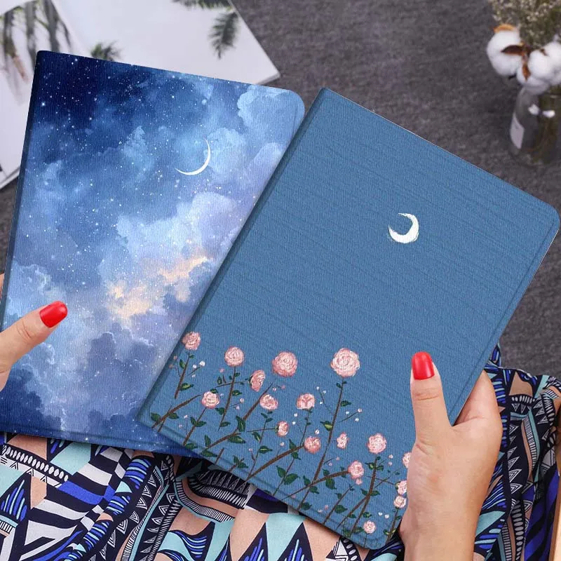 

Чехол для планшета с рисунком розового цветка и луны для Lenovo Xiaoxin Legion Pad Tab Pro GT Y700 Gen4 2 11 P11 M10 K10 3rd Plus Gen