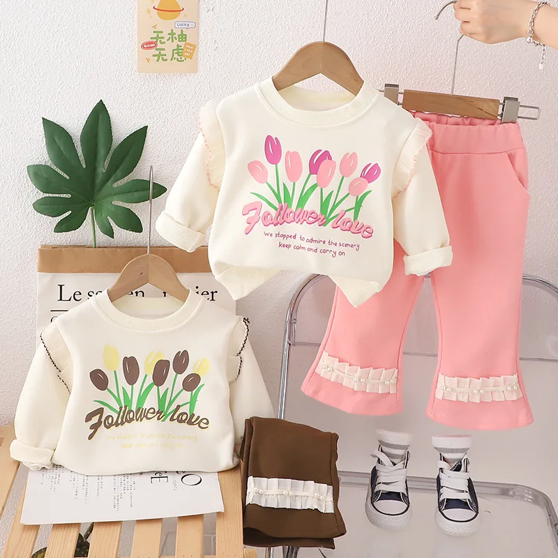 

Little Girl Loose Spring and Autumn Hoodie Set for Baby Girls New Two-piece Set Fashion