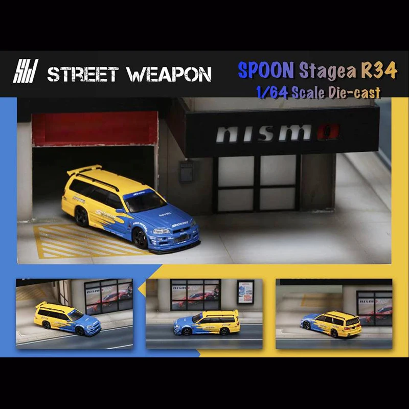 

Street Weapon 1:64 Model Car Stagea R34 Alloy Die-cast Veicle Spoon Version