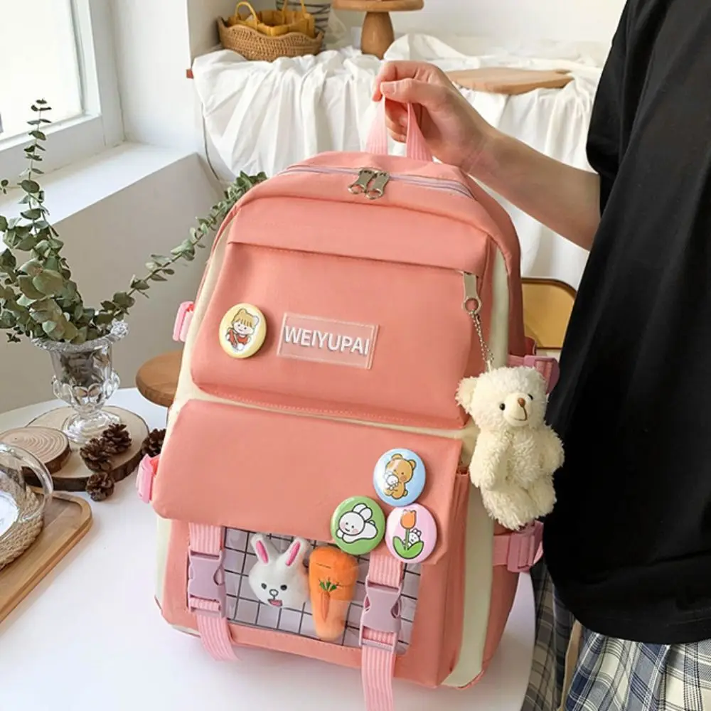 fashion-nylon-large-capacity-bags-canvas-commute-badge-shoulder-backpack-a-set-of-four-schoolbag-korean-style-school-bag-student