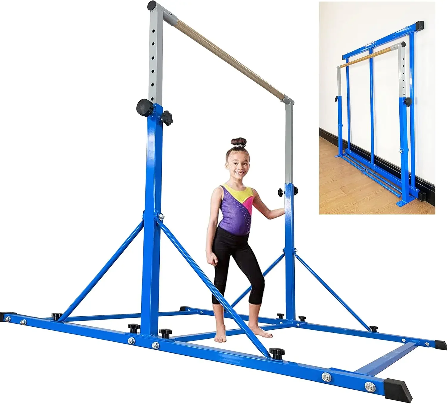 Bar For Kids and Teenage Ages 3-25  5 FT / 6 FT Base Length  Height Gymnastic Kip Bar Horizontal Bar For