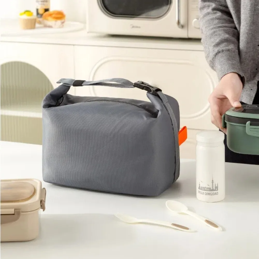 Hand Carrying Insulated Lunch Bag Aluminum Foil Foldable Storage Bag Large Capacity Simple Design Tote Bag Office Worker