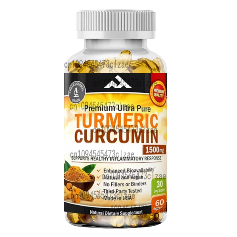 

60 Capsules 1500 Milligrams of Curcumin Supplement Containing Pepper Are Highly Effective.High Quality Joint Support with
