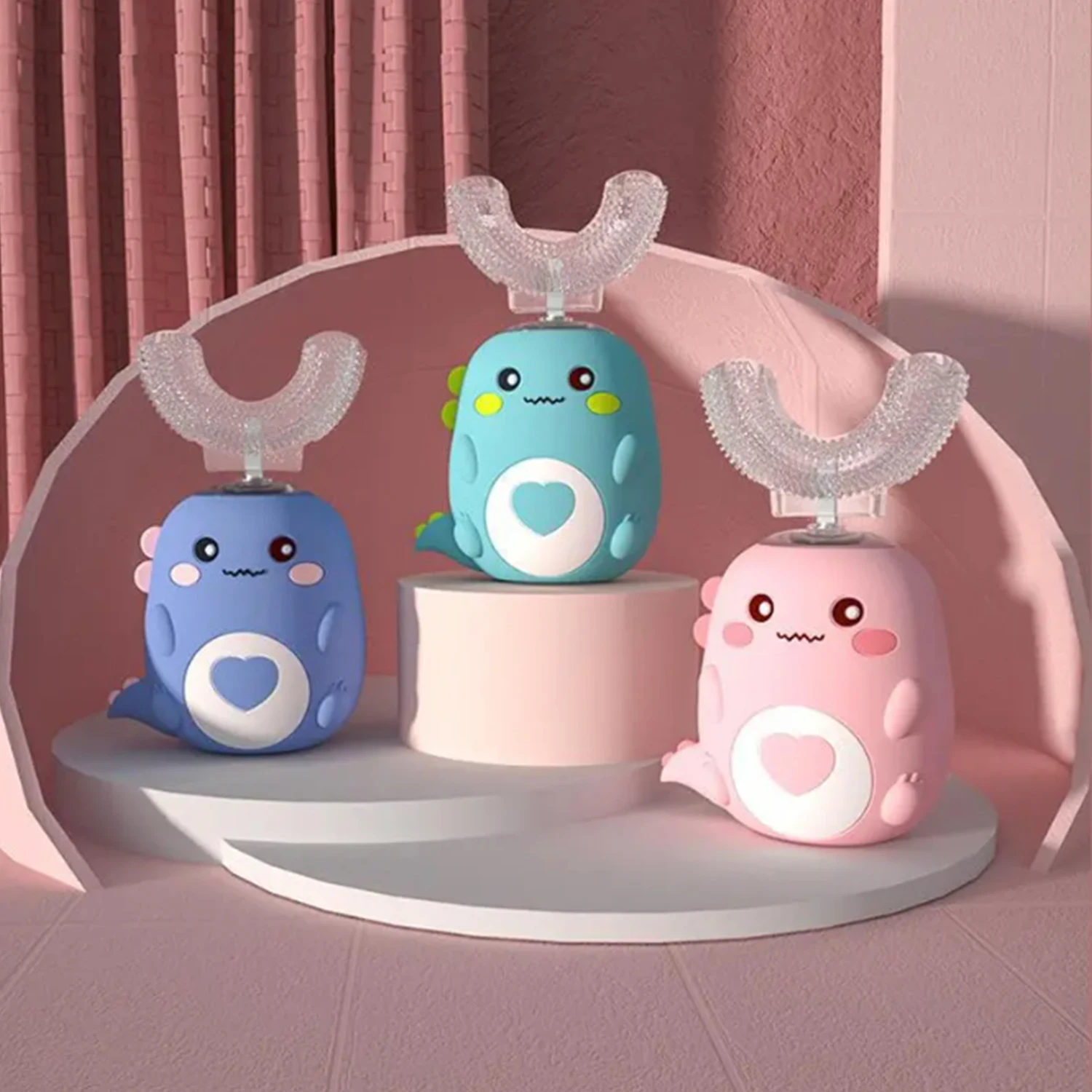 

Children U-shaped Electric Toothbrush 360 Degrees Smart Cartoon Kids silicone Toothbrush Automatic Rechargeable Sonic Toothbrush