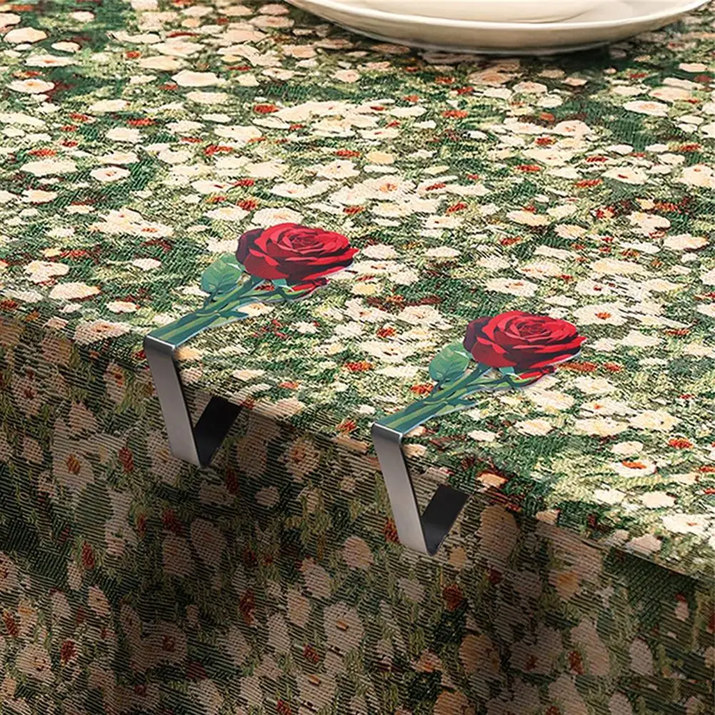 Metal Tablecloth Clip Table Cover Securing Clip 4pcs Stainless Steel Rose Tablecloth Clips Non-slip Outdoor Picnic Clamps Indoor