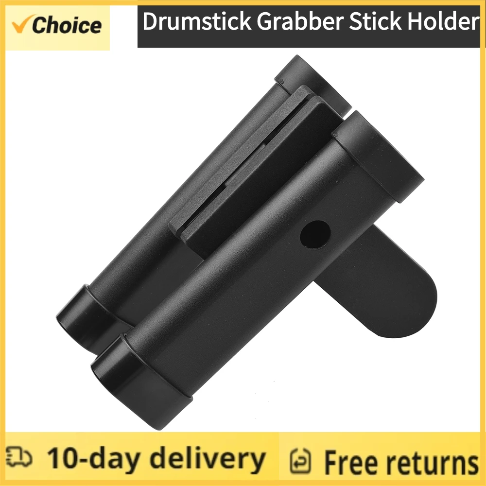 Drumsticks Holder Brush Holder Drumstick Grabber Stick Holder Strong Spring Clamp Mechanism Anti-slip Rubber Pad Angle Adjustabl