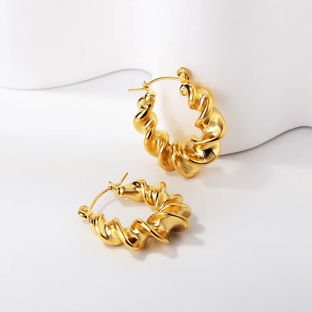 LUXUSTEEL Half Circle Opening Earrings Minimalist Stainless Steel Hoop Earrrings for Women Earring Girls Party Jewelry Gifts