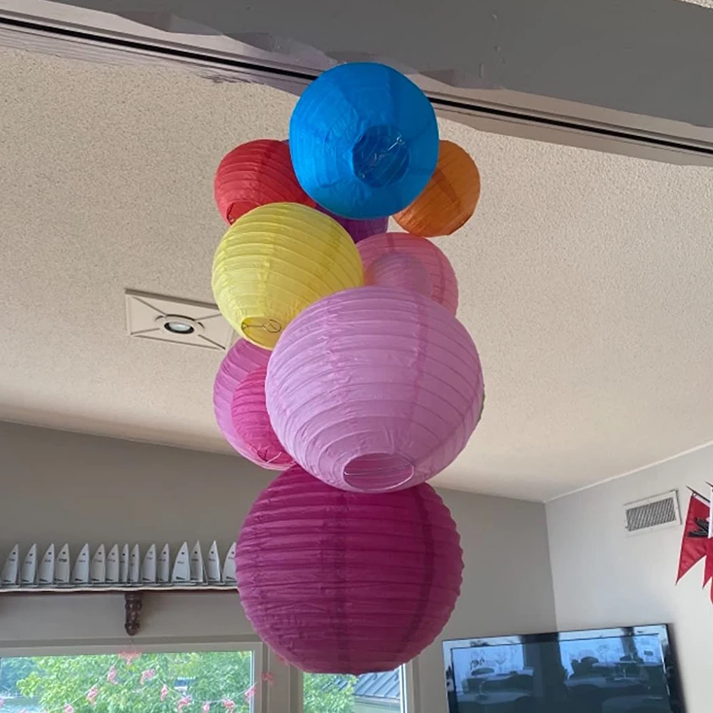 8PCS Paper Lanterns Decorative, Party Supplies for Rainbow Birthday Party Mexican Fiesta Decorations Colorful Paper Lanterns Chi